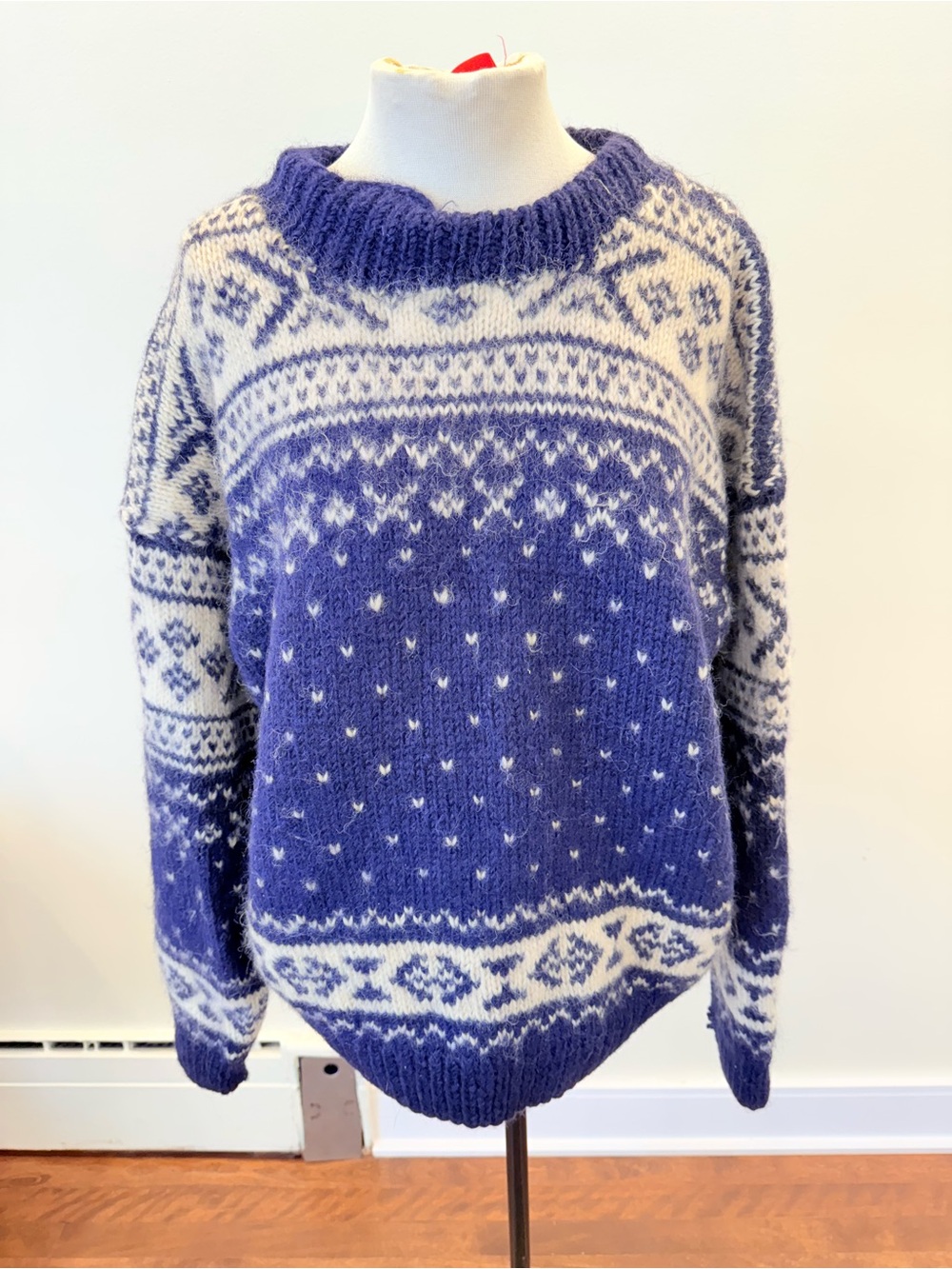 Cozy Blue & White Fair Isle Women's Sweater